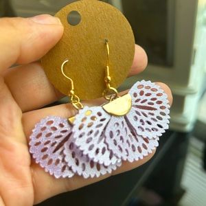 Gold and purple spring earrings